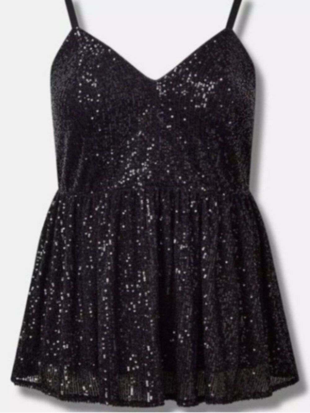 Torrid Black Sequin V-Neck Cami NWOT